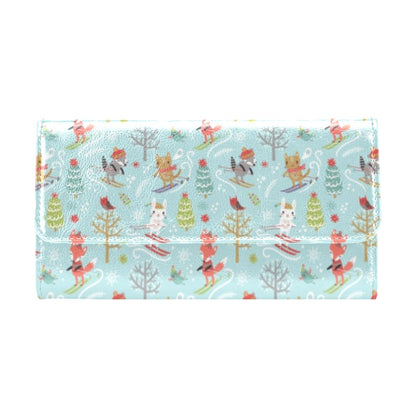Ski Fox Cute Print Design LKS303 Women's Trifold Wallet
