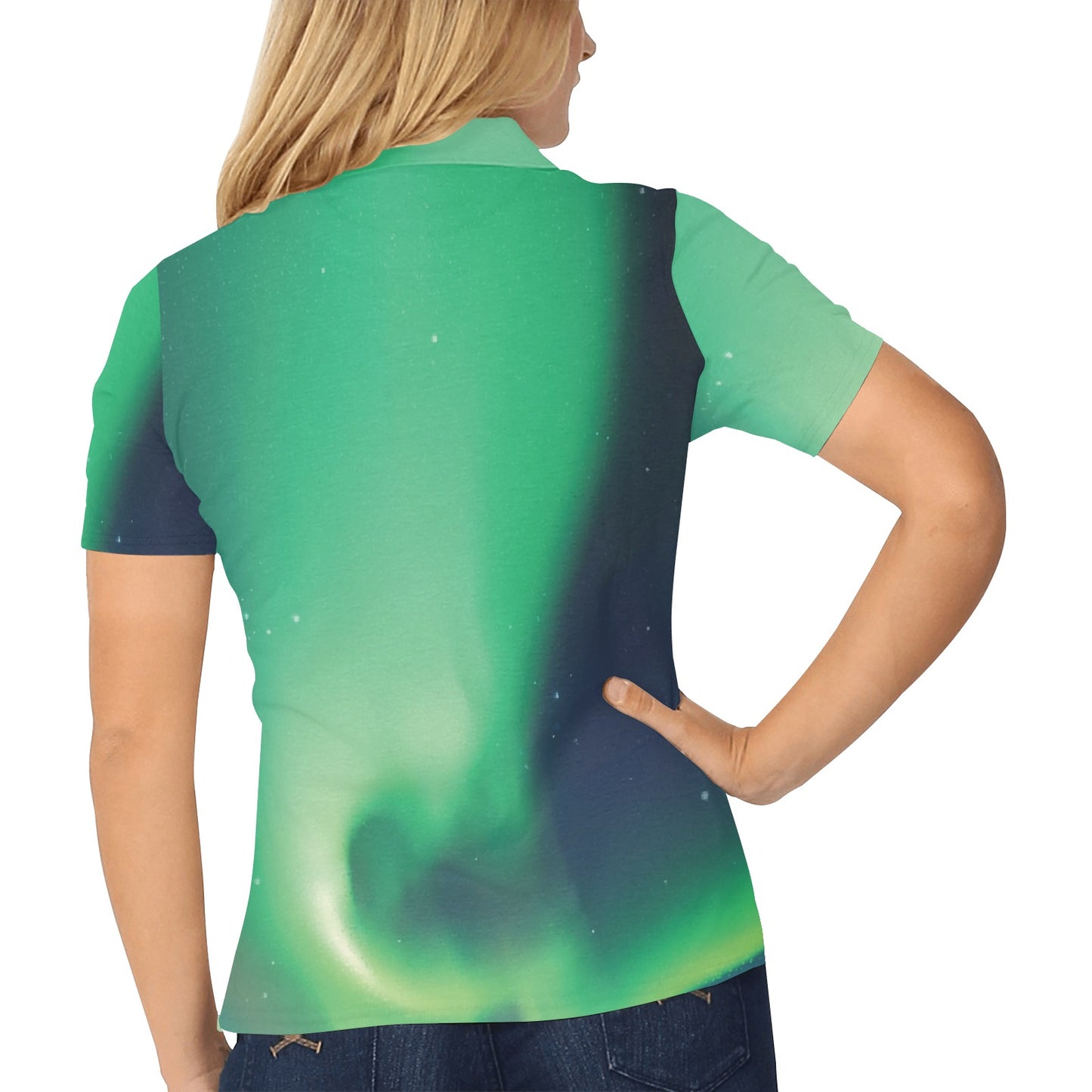 Aurora Borealis Pattern Print Design 04 Women's Polo Shirt