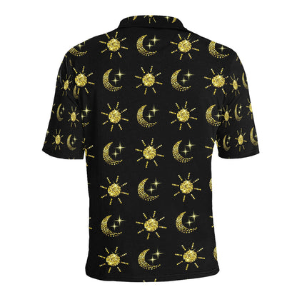 Sun Moon Print Design LKS304 Men Polo Shirt