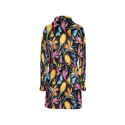 Tropical Flower Pattern Print Design TF016 Women's Fleece Robe