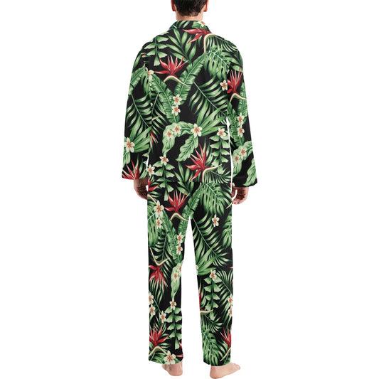 Bird Of Paradise Pattern Print Design BOP05 Men's Long Pajama Set