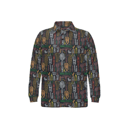 Barbecue Pattern Print Design 03 Long Sleeve Polo Shirt For Men's
