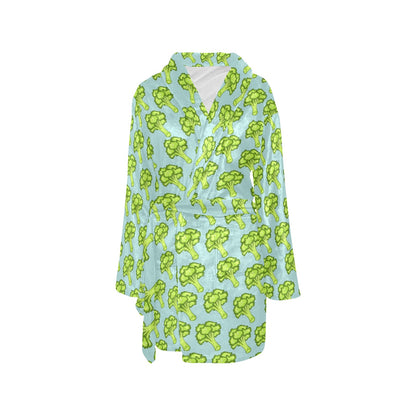 Broccoli Pattern Print Design 02 Women's Fleece Robe
