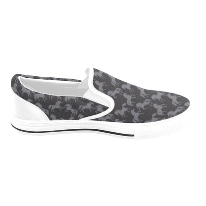 Horse Print Design LKS305 White Slip Ons Canvas Women's Shoes