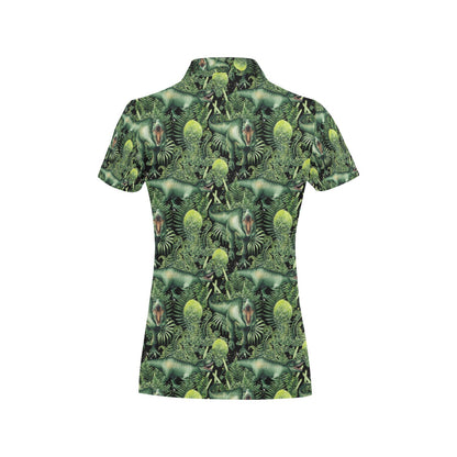Dinosaur T Rex Print Pattern Women's Polo Shirt