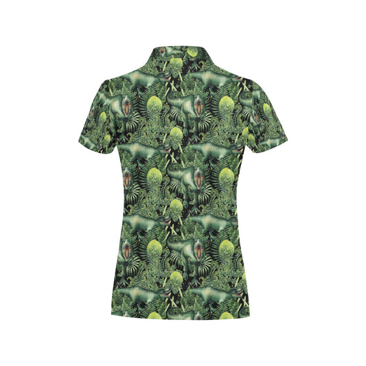 Dinosaur T Rex Print Pattern Women's Polo Shirt