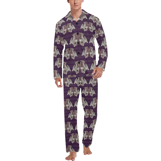 Leopard Pattern Print Design 01 Men's Long Pajama Set