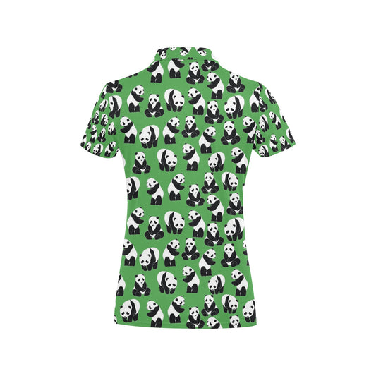 Panda Bear Pattern Themed Print Women's Polo Shirt