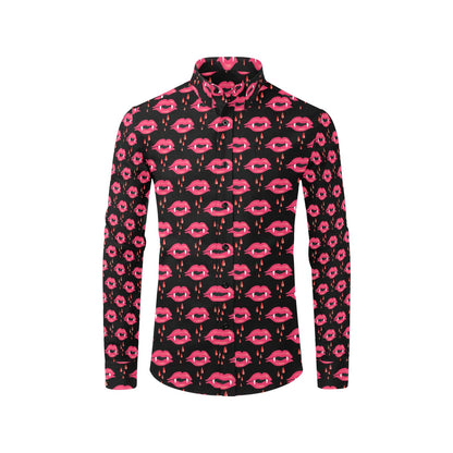 Vampire Lips Print Design LKS303 Men's Long Sleeve Dress Shirt