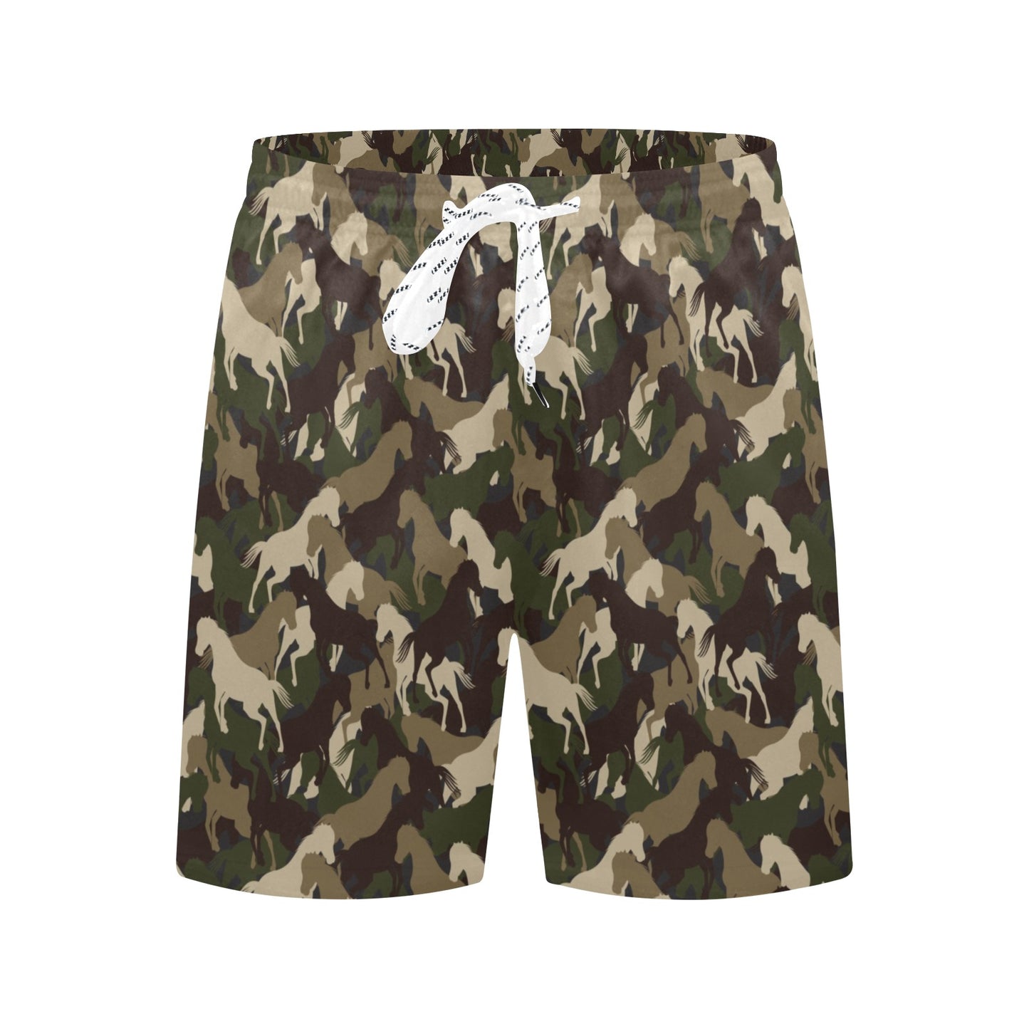 Horse Camo Themed Design Print Men's Swim Trunks Beach Shorts