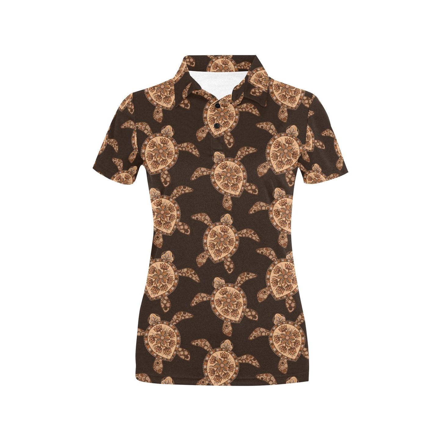 Tribal Sea Turtle Pattern Print Design T09 Women's Polo Shirt