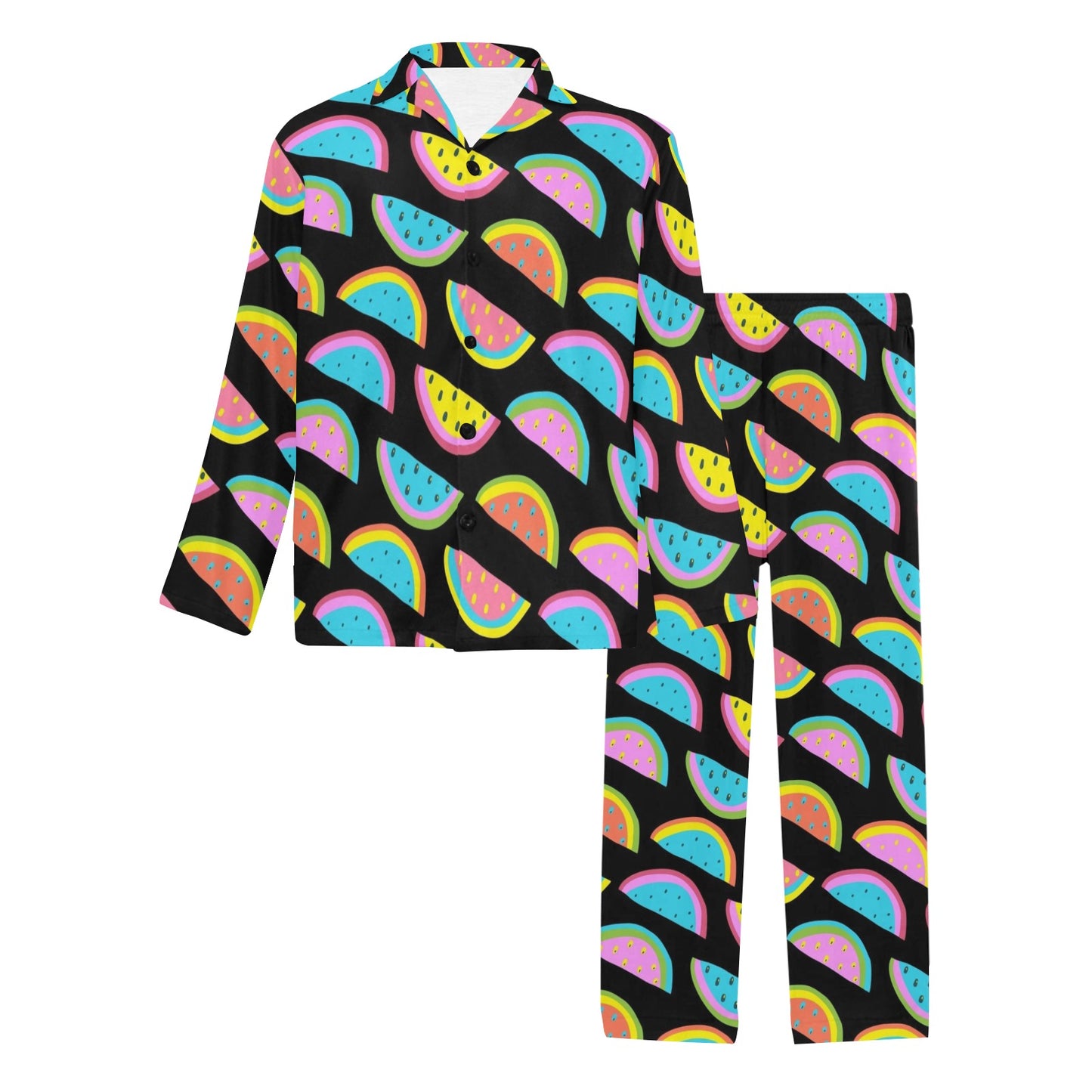 Watermelon Pattern Print Design WM08 Men's Long Pajama Set
