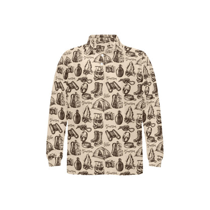 Camping Pattern Print Design 01 Long Sleeve Polo Shirt For Men's
