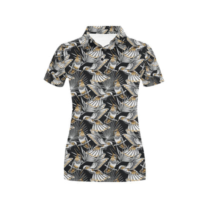 Hummingbird Gold Design Themed Print Women's Polo Shirt