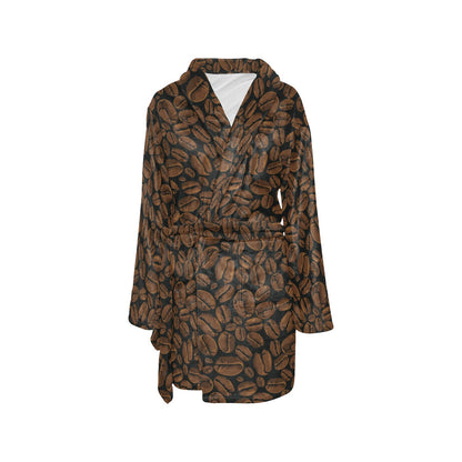 Coffee Pattern Print Design 01 Women's Fleece Robe