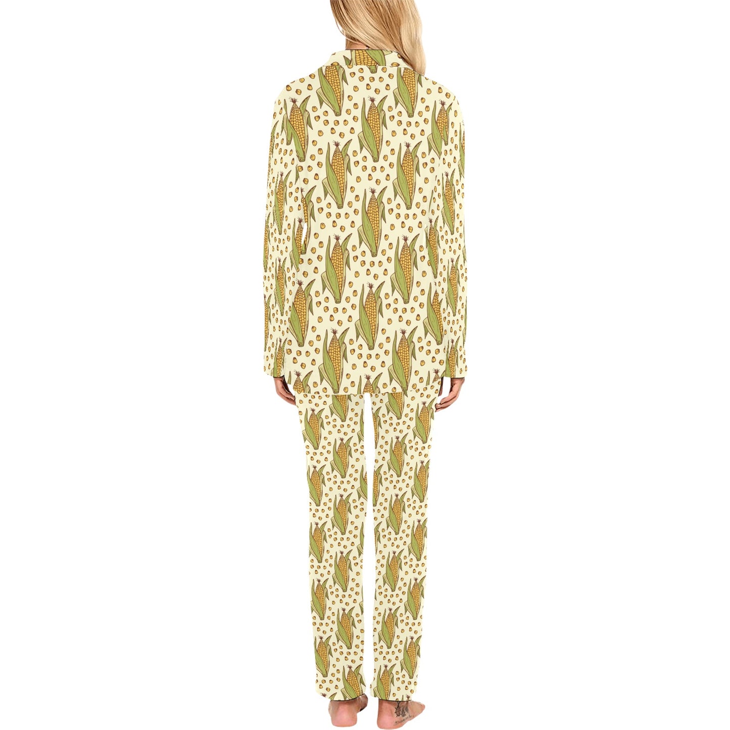 Corn Pattern Print Design 01 Women's Long Pajama Set
