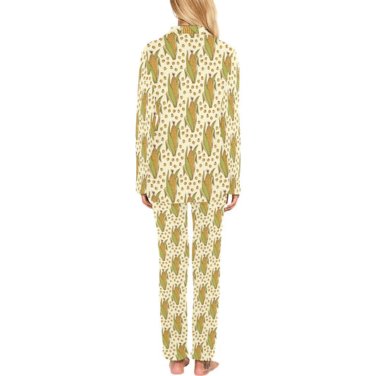 Corn Pattern Print Design 01 Women's Long Pajama Set