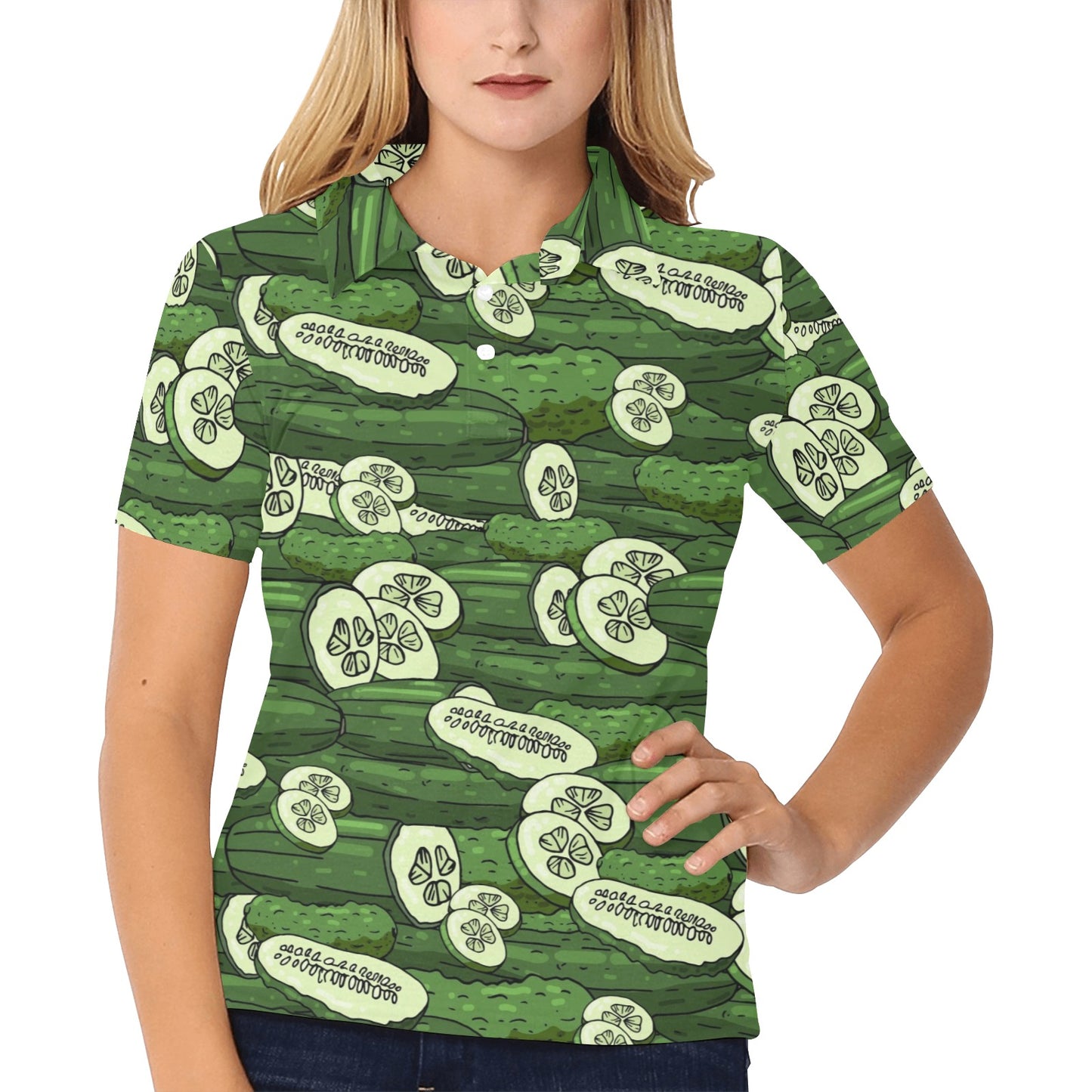 Cucumber Pattern Print Design CC01 Women's Polo Shirt