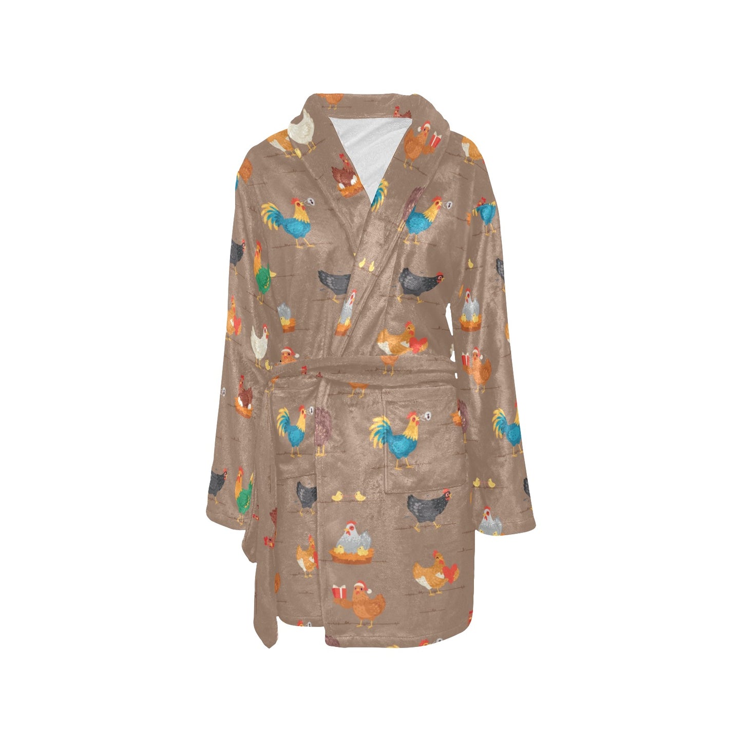 Chicken Happy Print Pattern Women's Fleece Robe