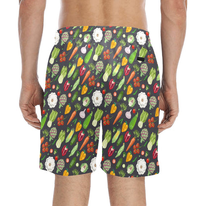 Vegan Pattern Themed Design Print Men's Swim Trunks Beach Shorts