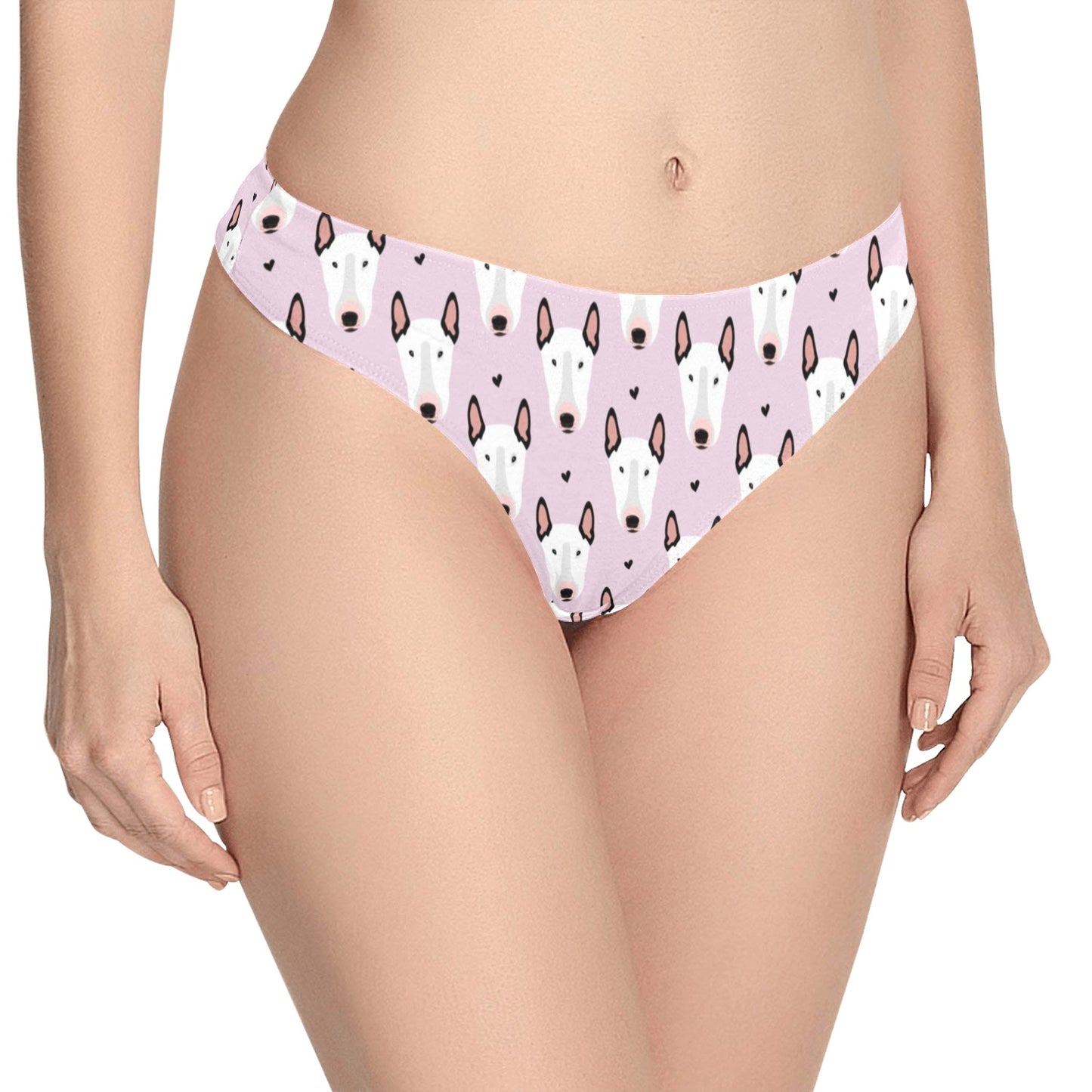 Bull Terrier Pink Print Pattern Women's Thongs