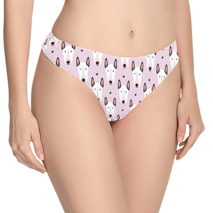 Bull Terrier Pink Print Pattern Women's Thongs