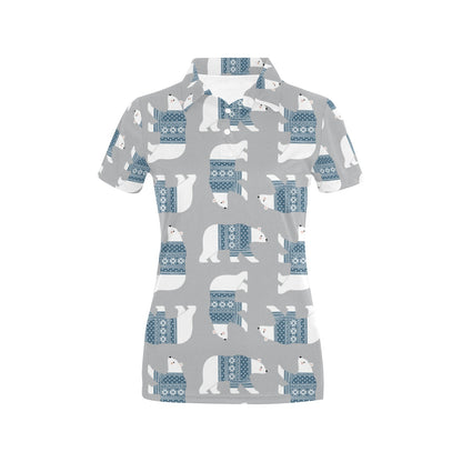 Polar Bear Pattern Print Design A03 Women's Polo Shirt
