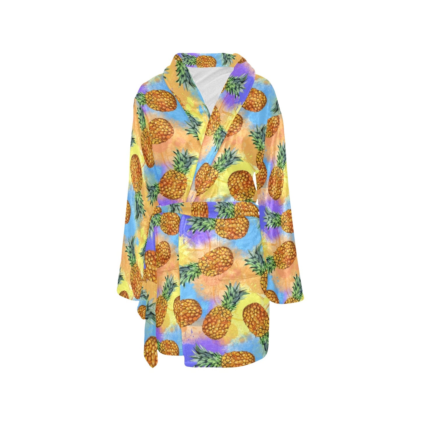 Pineapple Pattern Print Design PP09 Women's Fleece Robe