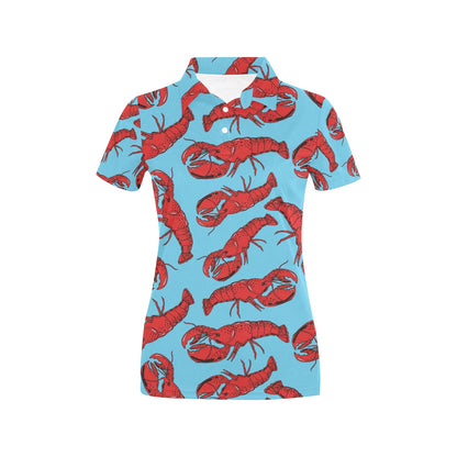 Lobster Pattern Print Design 03 Women's Polo Shirt
