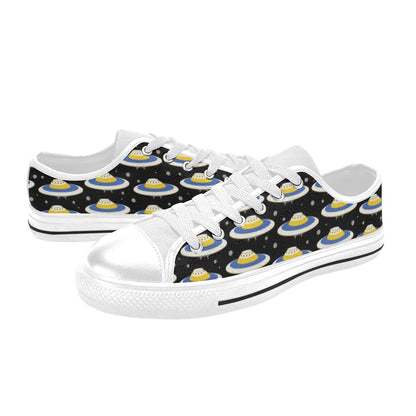 UFO Print Design LKS303 Women's White Low Top Shoes