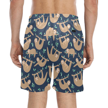 Sloth Print Design LKS307 Men's Swim Trunks Beach Shorts