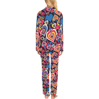 Heart Pattern Print Design HE08 Women's Long Pajama Set
