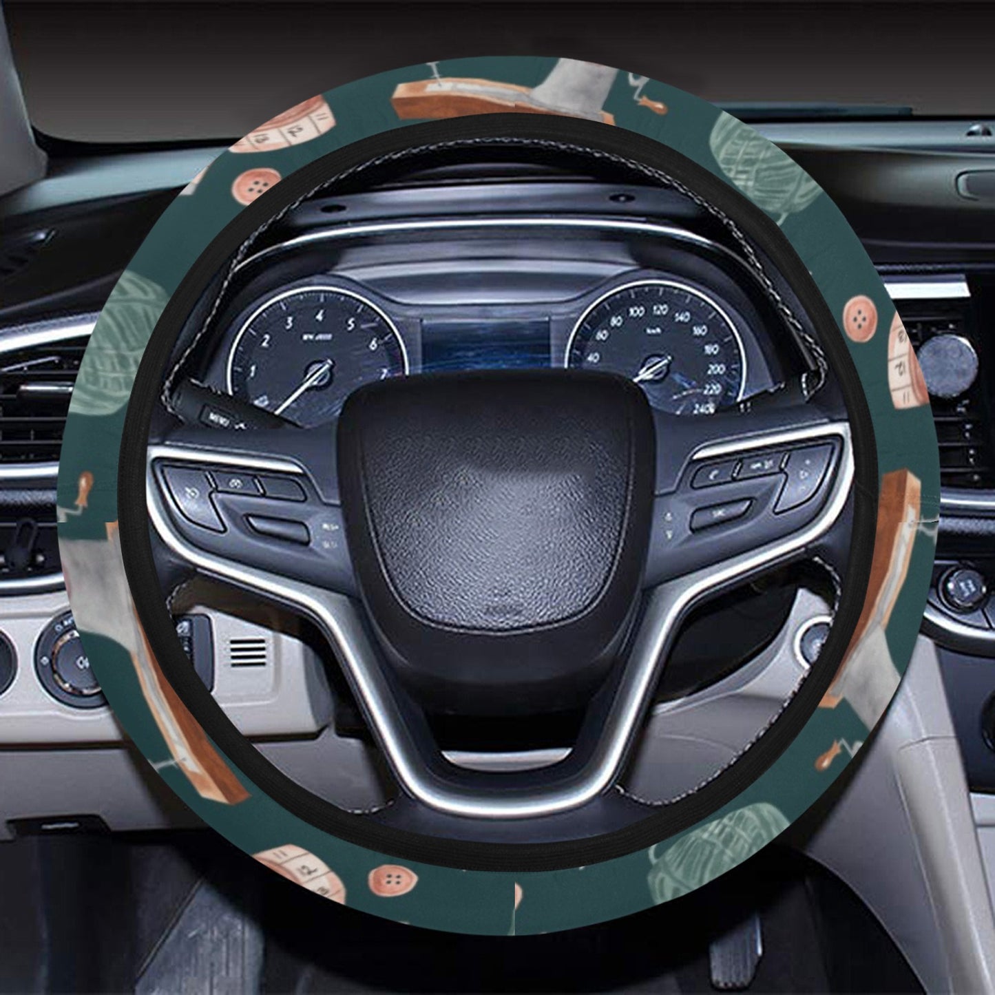 Sewing Equipment Print Design LKS307 Steering Wheel Cover with Elastic Edge