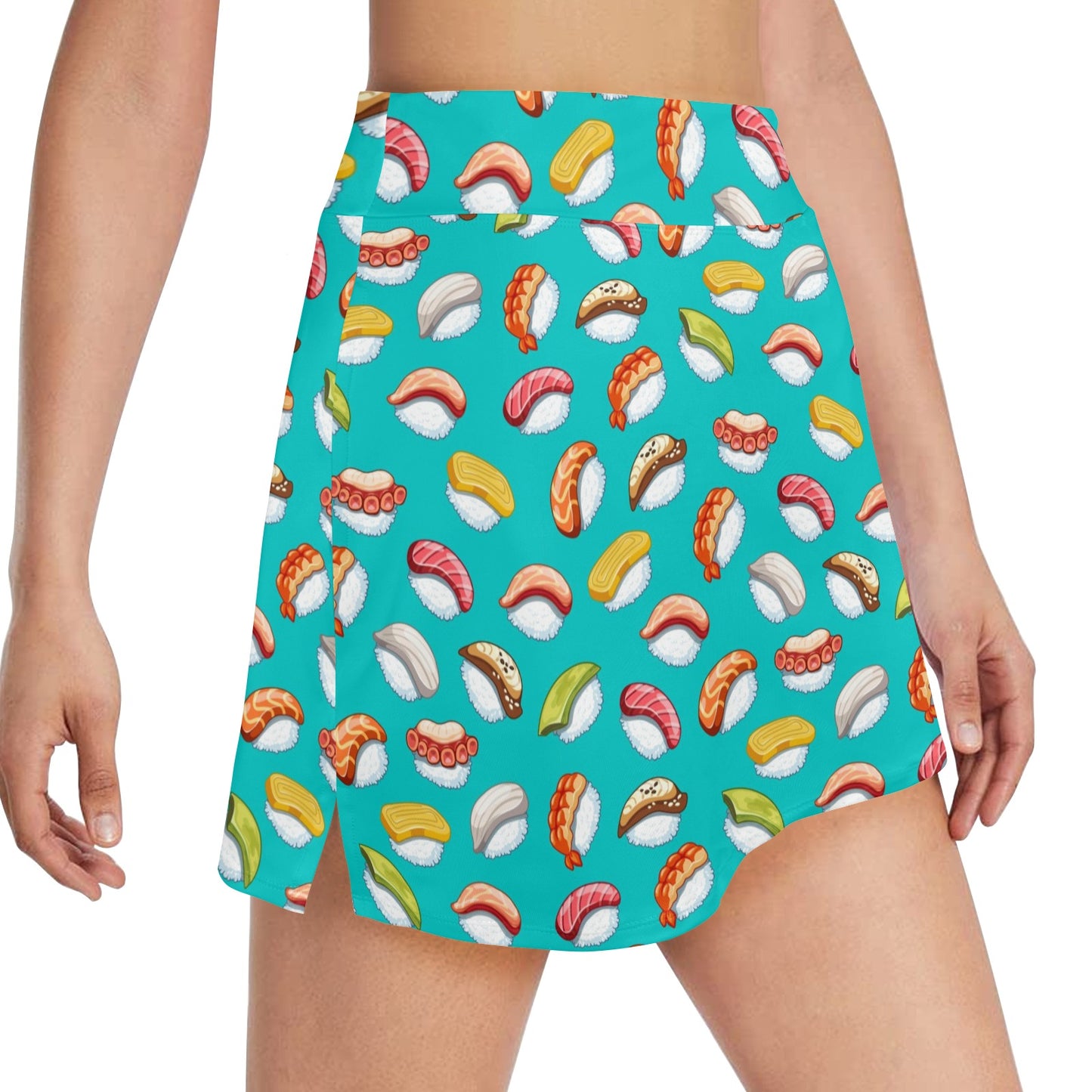Sushi Themed Print 17" Golf & Pickleball Skort with Pockets