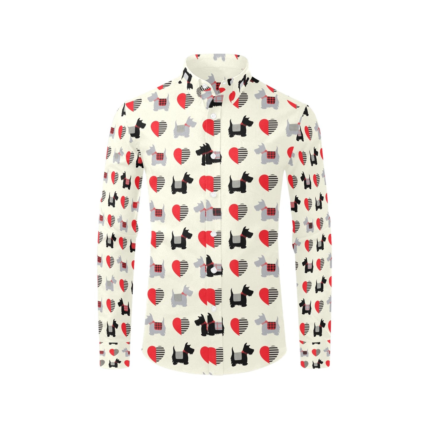 Scottish Terriers Print Design LKS3010 Men's Long Sleeve Dress Shirt