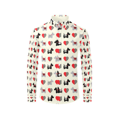 Scottish Terriers Print Design LKS3010 Men's Long Sleeve Dress Shirt