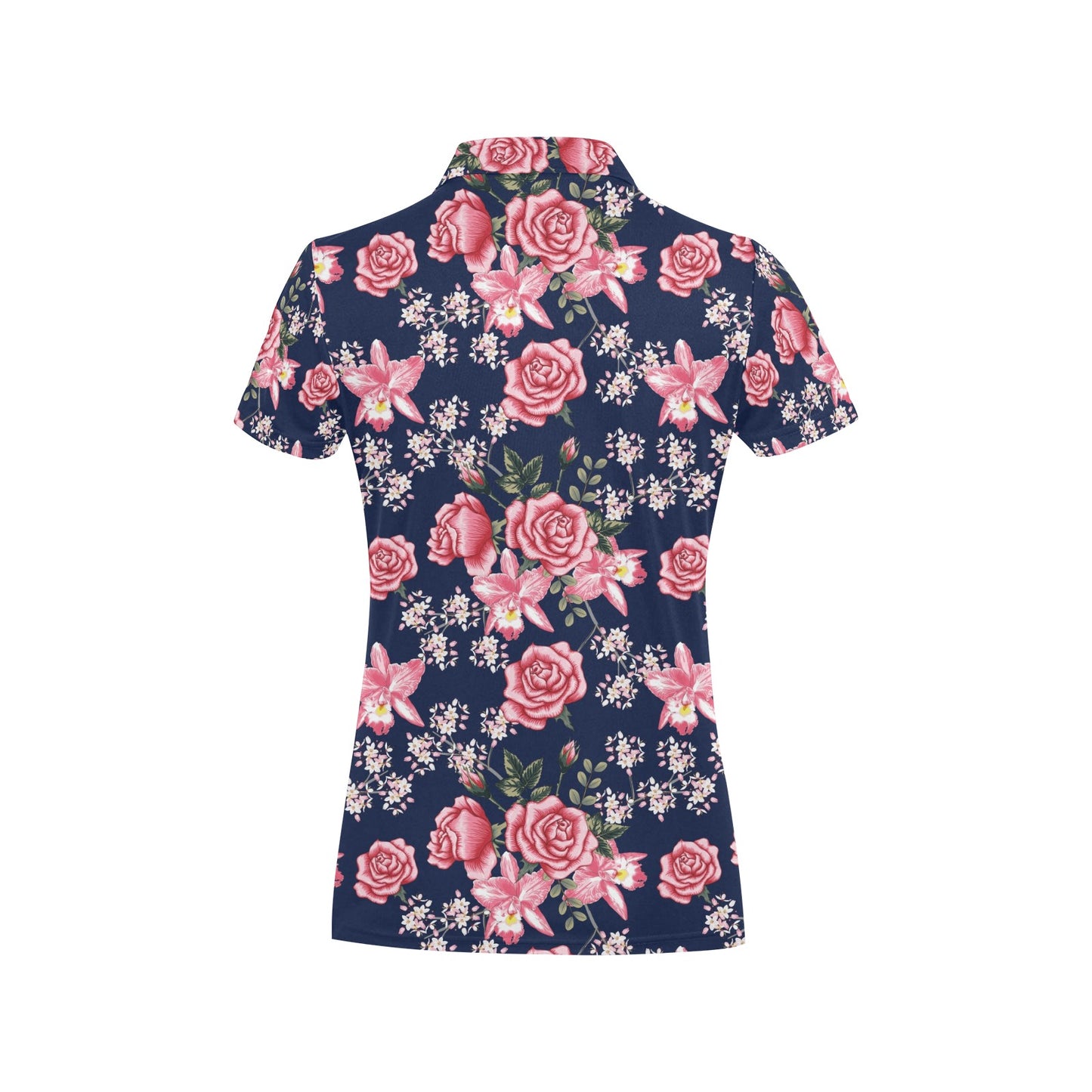 Rose Pattern Print Design A05 Women's Polo Shirt