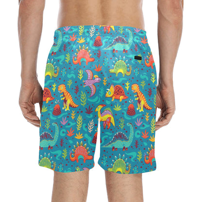 Dinosaur Cartoon Style Men's Swim Trunks Beach Shorts