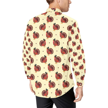 Thanksgiving Print Design LKS3010 Men's Long Sleeve Dress Shirt