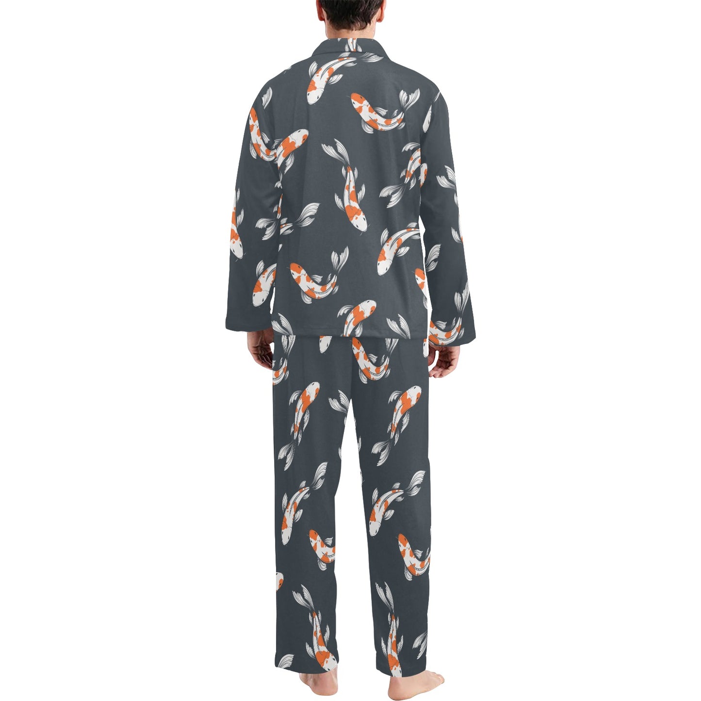 KOI Fish Pattern Print Design 04 Men's Long Pajama Set