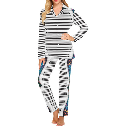 Piano Pattern Print Design 01 Women's Long Pajama Set