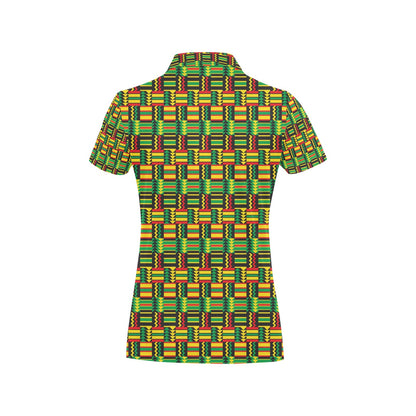 African Zip Zag Print Pattern Women's Polo Shirt