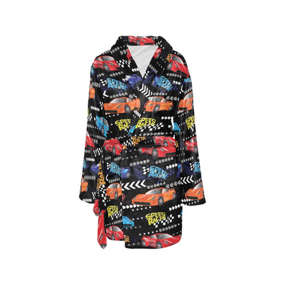 Racing Pattern Print Design A05 Women's Fleece Robe
