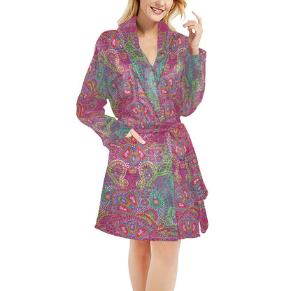Boho Pattern Print Design 02 Women's Fleece Robe