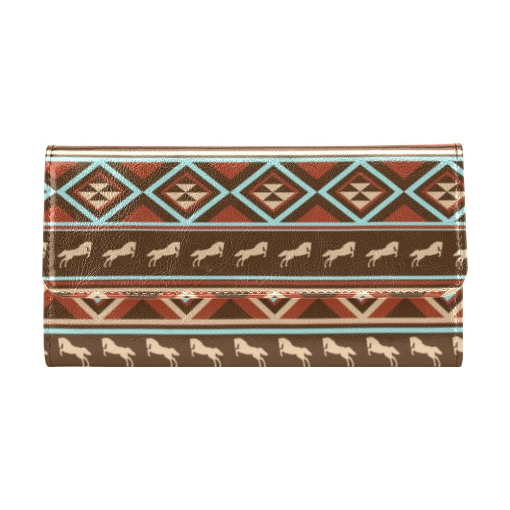 Western Horse Pattern Print LKS301 Women's Trifold Wallet