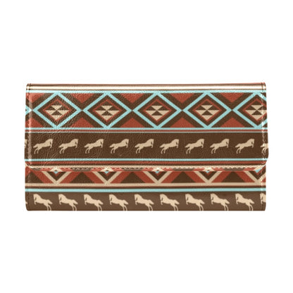 Western Horse Pattern Print LKS301 Women's Trifold Wallet