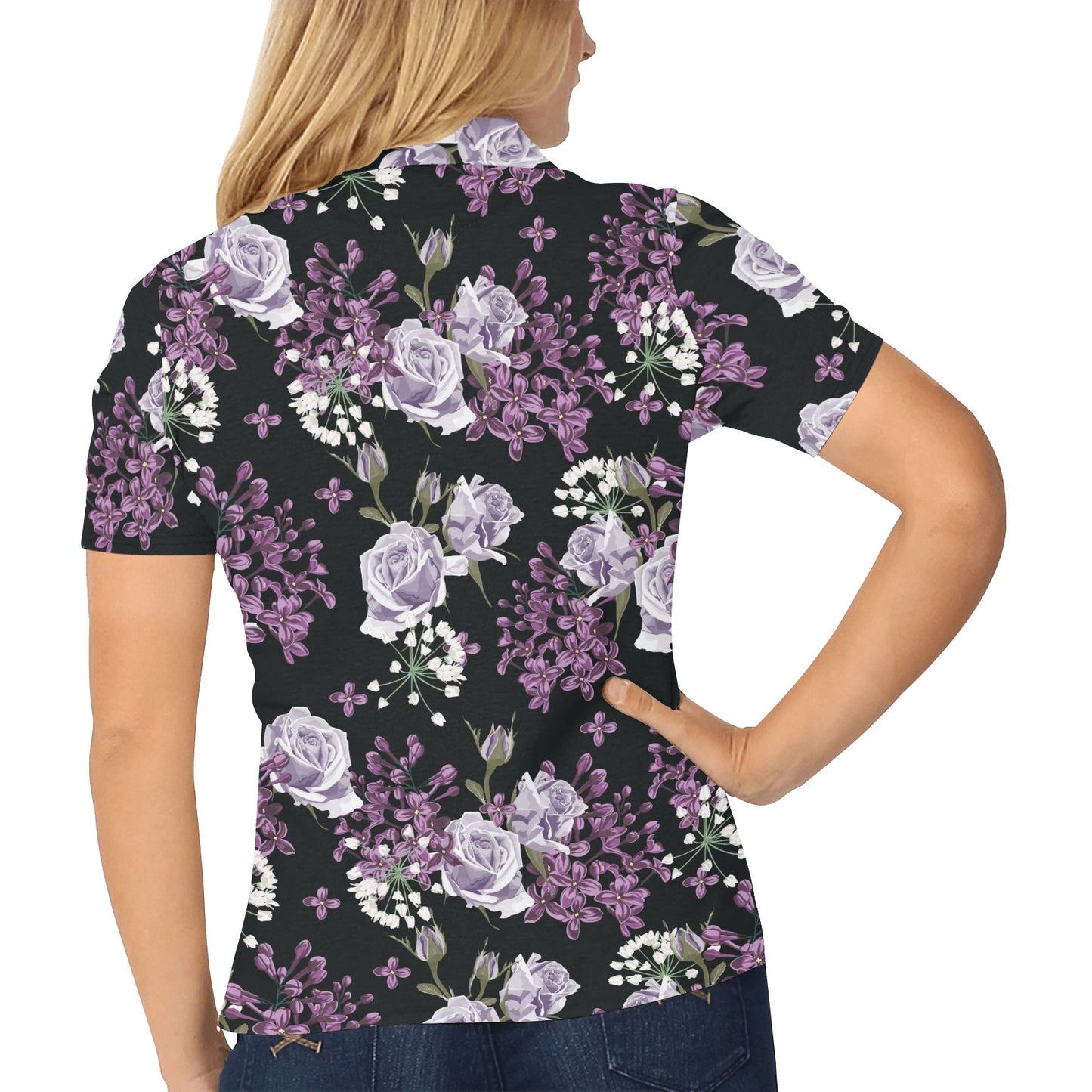 Lilac Pattern Print Design LI04 Women's Polo Shirt