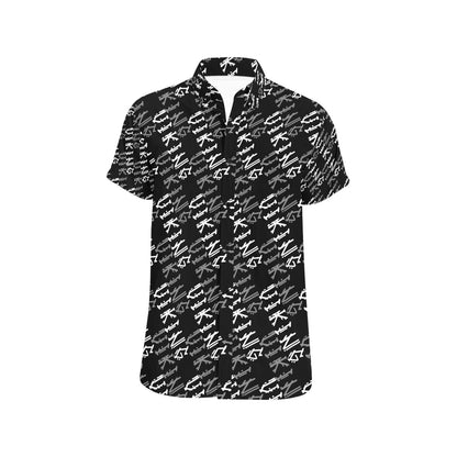 Vikings Print Design LKS306 Men Short Sleeve Button Up Shirt