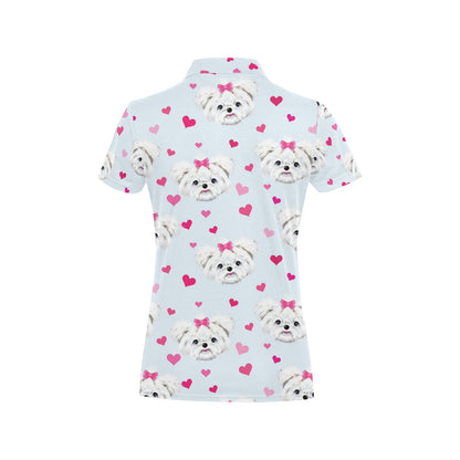 Maltese Pattern Print Design 03 Women's Polo Shirt