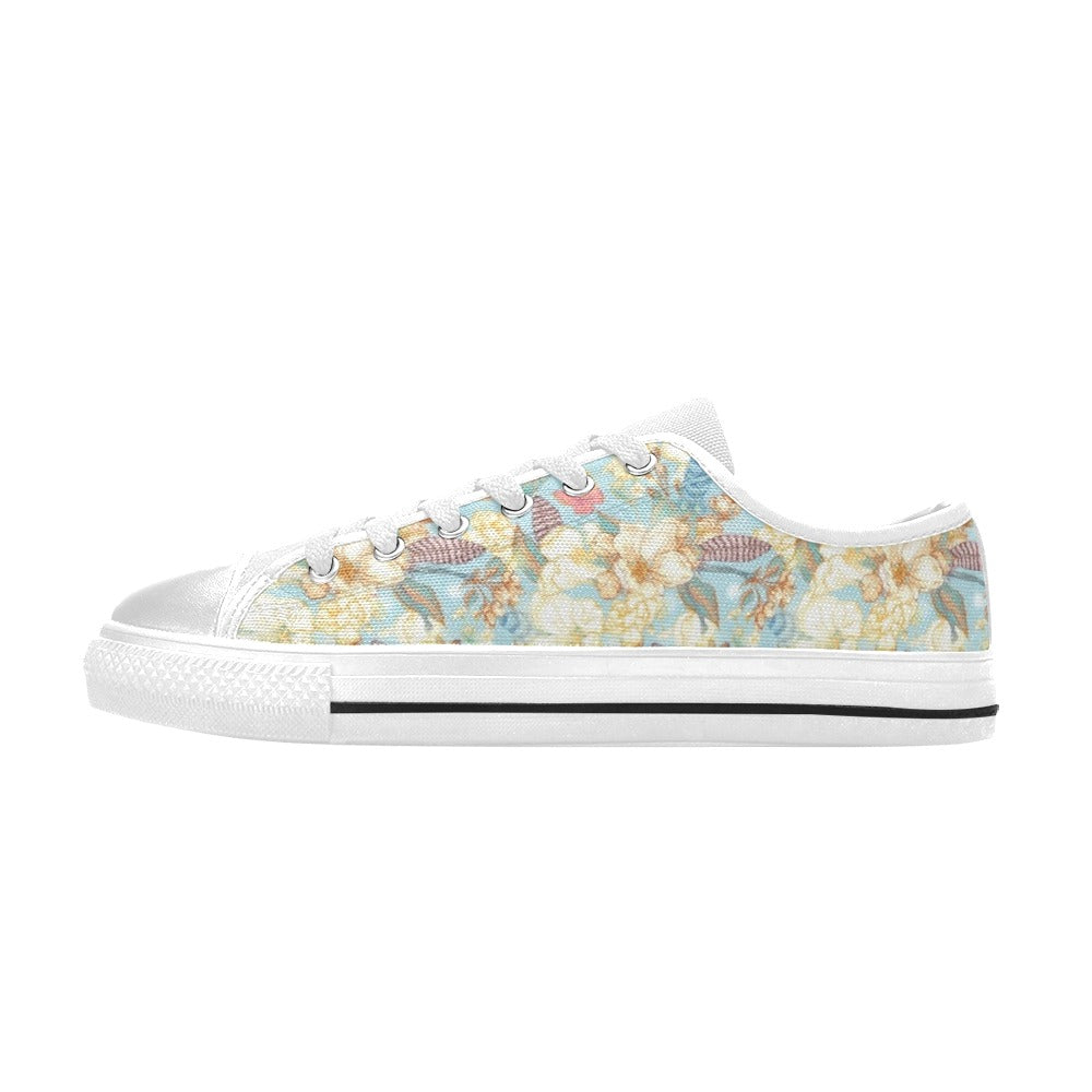 Summer Floral Print Design LKS302 Women's White Low Top Shoes